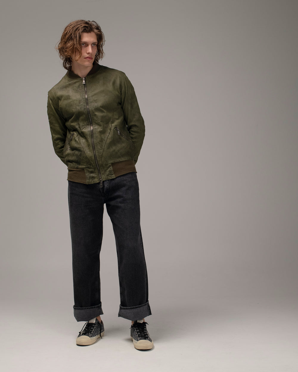 Leather Bomber Jacket Jungle