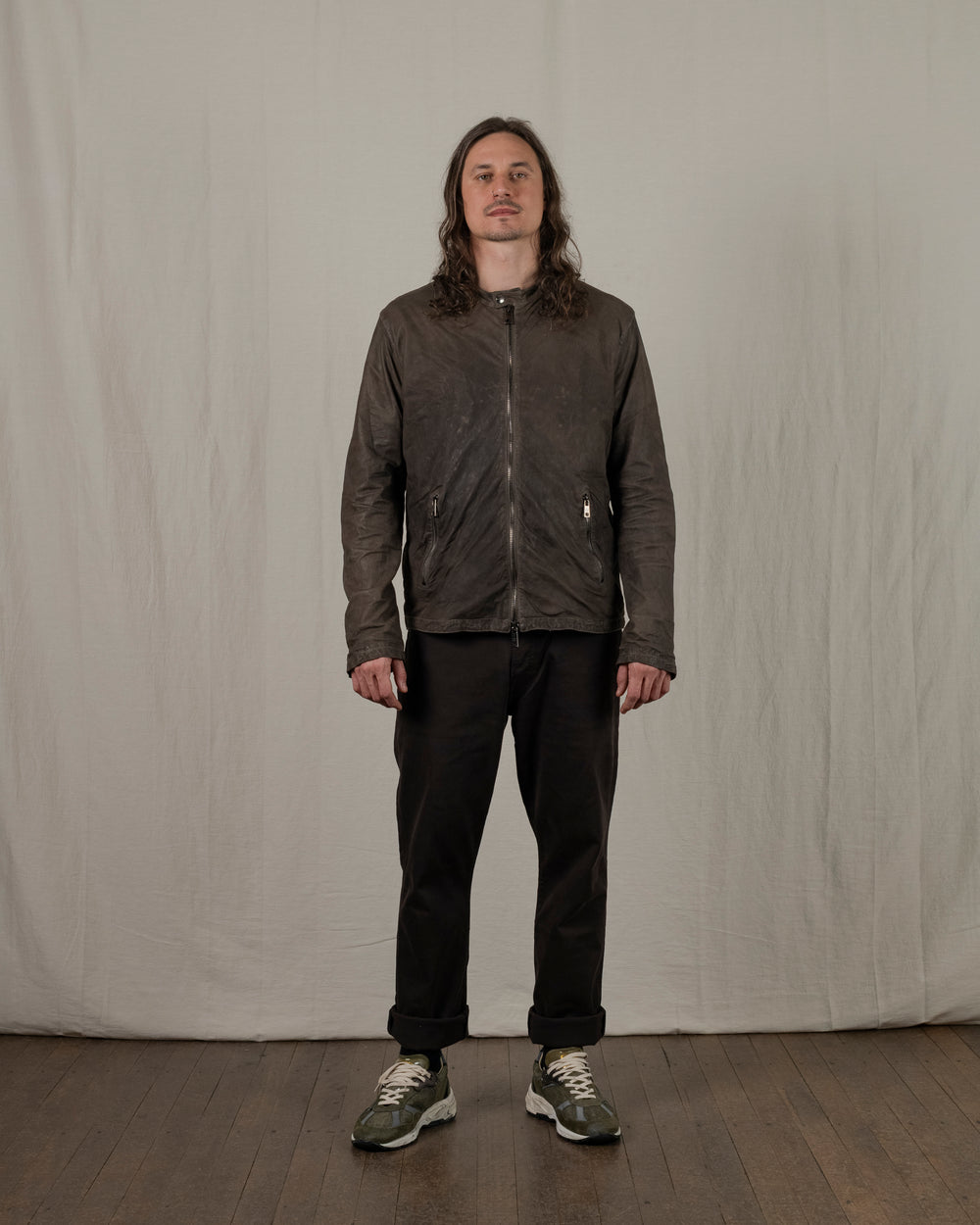 Biker Leather Jacket Aneto GU25S8299VBRUSH